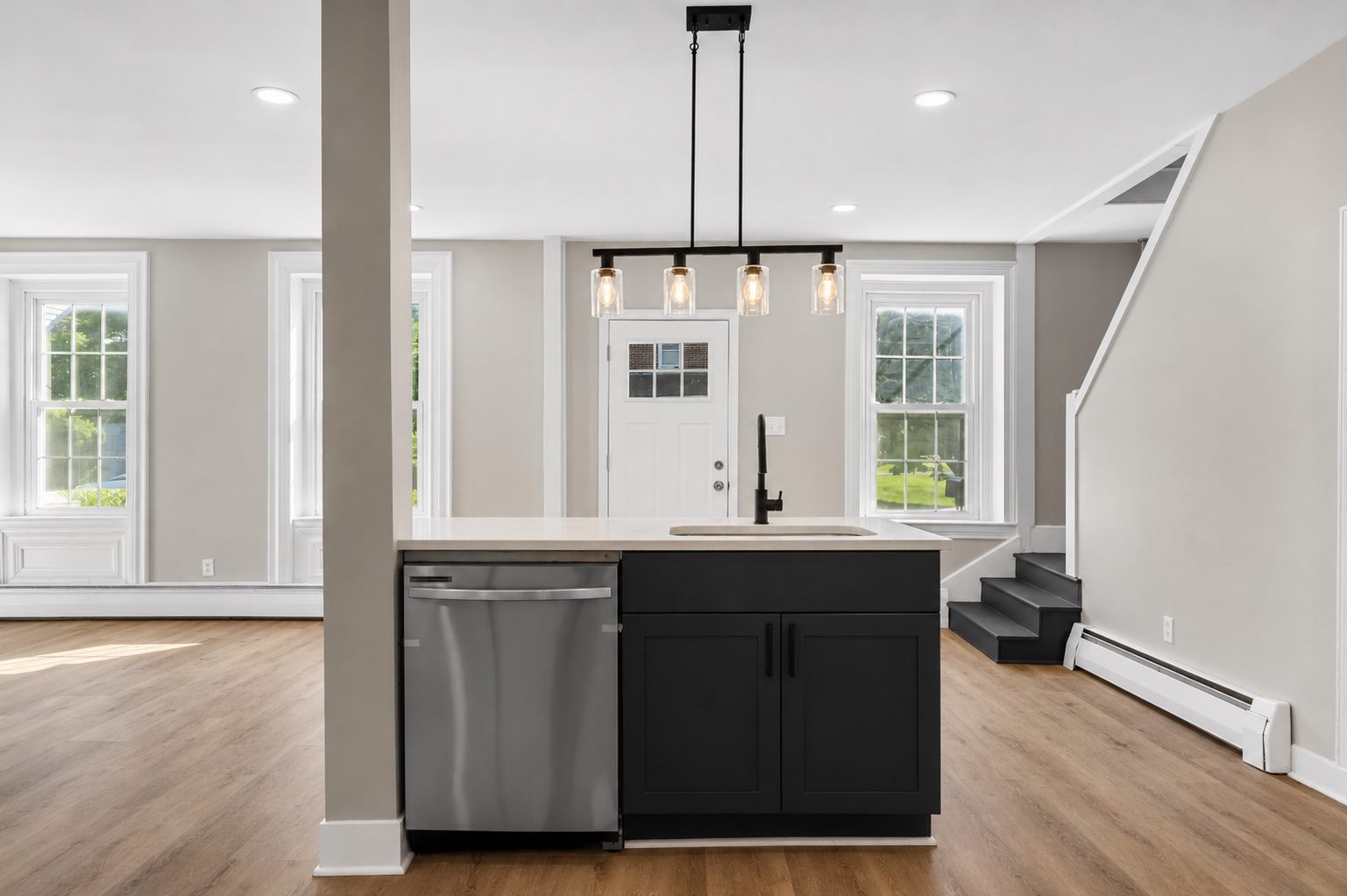 Kitchen after renovation, forward view